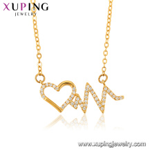 44437 Popular women jewelry heart shaped design 24k gold plated pendant necklace